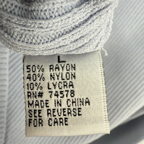 Cache ribbed knit zip up top wide collar size Large light blue Long Sleeves - Picture 7 of 13